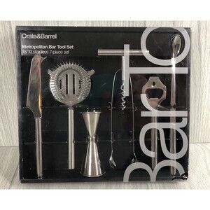 Crate & Barrel Metropolitan Bar Tool Set 18/10 Stainless Steel 7-piece